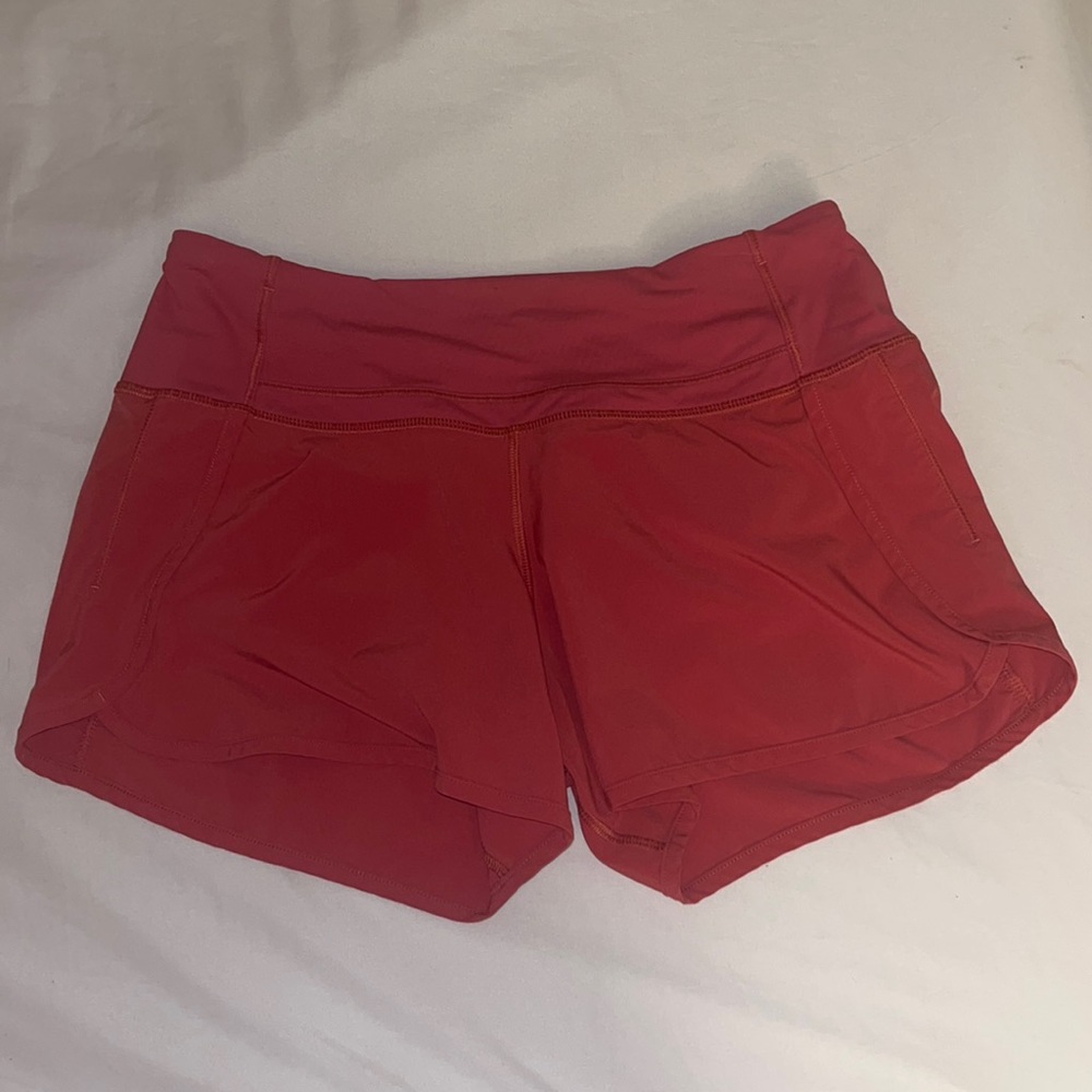 Pink Lululemon 4.5 speed up shorts